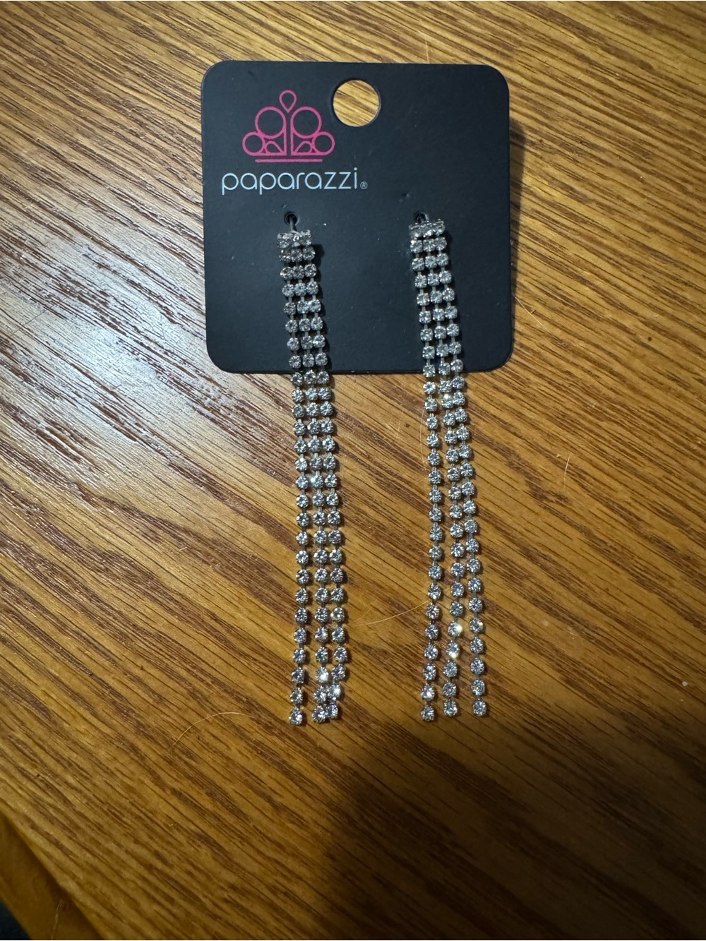 paparazzi Silver Rhinestone Fringe Drop Earrings - Silver